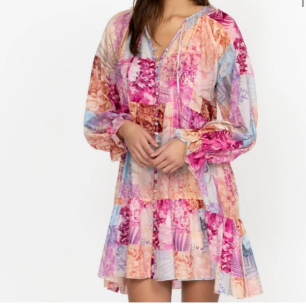 Johnny Was Etta Mini Floral Ruffle Boho Dress XL